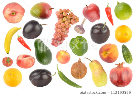 Set bright appetizing fruits and vegetables Set bright appetizing fruits and vegetables 112193539