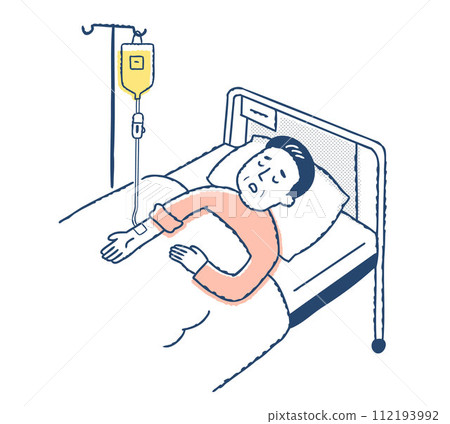 中年男子躺在床上接受點滴 112193992