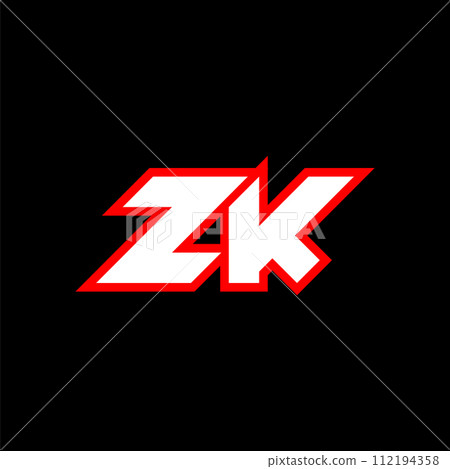 ZK logo design, initial ZK letter design with sci-fi style. ZK logo for game, esport, Technology, Digital, Community or Business. Z K sport modern Italic alphabet font. Typography urban style fonts. 112194358