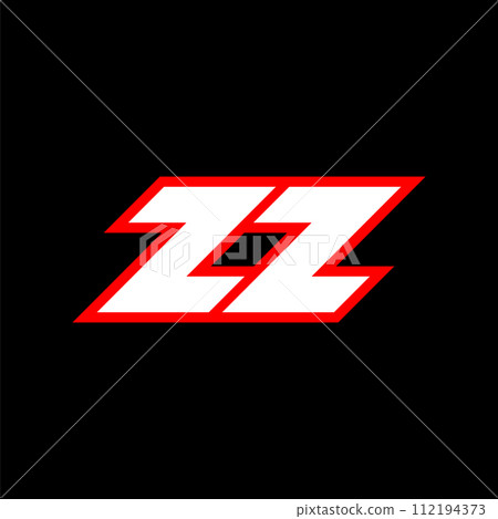 ZZ logo design, initial ZZ letter design with sci-fi style. ZZ logo for game, esport, Technology, Digital, Community or Business. Z Z sport modern Italic alphabet font. Typography urban style fonts. 112194373