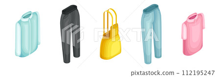 Isometric Clothes and Apparel with Pants, Shirt and Skirt Vector Set Isometric Clothes and Apparel with Pants, Shirt and Skirt Vector Set 112195247
