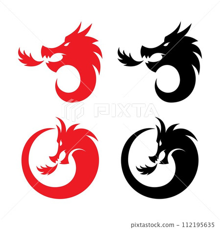 Stylized vector illustrations of dragons 112195635