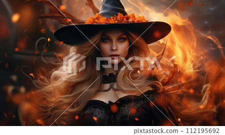 Illustration of fantasy character, ideal for novel book cover. Woman, Witch, Illustration of fantasy character, ideal for novel book cover. Woman, Witch, 112195692