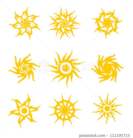 Set abstract round sun flowers tribal vector isolated summer icon design Set abstract round sun flowers tribal vector isolated summer icon design 112195715