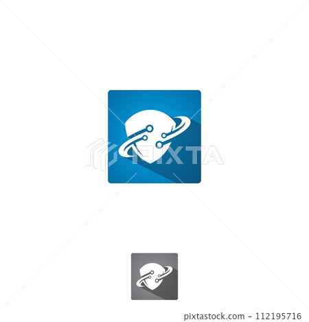 Creative, fun and colorful shield design with orbit rings for APP Creative, fun and colorful shield design with orbit rings for APP 112195716