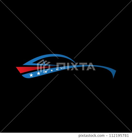 Best creative vector modern car sport emblems with american flag Best creative vector modern car sport emblems with american flag 112195781