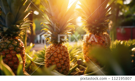 Fruit pineapple garden, business farming and entrepreneurship, harvest. 112195807