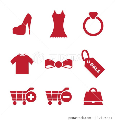 Set retail and fashion shop icon in flat style vector element Set retail and fashion shop icon in flat style vector element 112195875