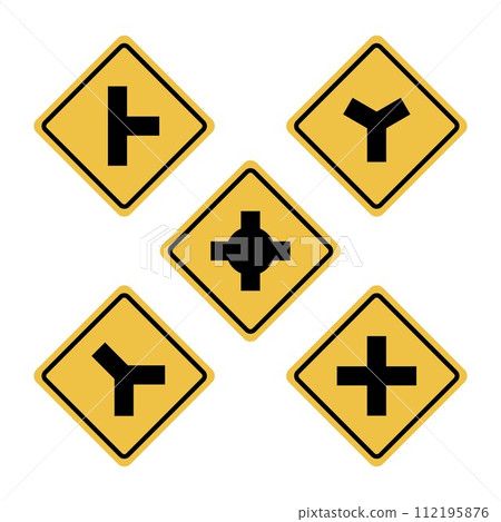 Set road sign symbol vector concept with flat graphic design Set road sign symbol vector concept with flat graphic design 112195876