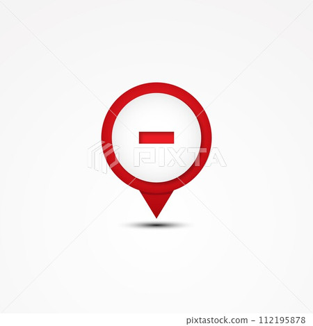 Creative combination minus mathematics symbol and map pointer Creative combination minus mathematics symbol and map pointer 112195878