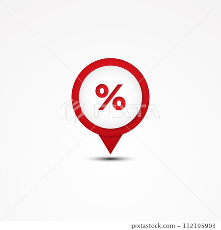 Creative combination percent mathematics symbol and map pointer Creative combination percent mathematics symbol and map pointer 112195903
