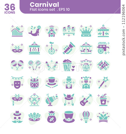Carnival flat gradient icons set Carnival flat gradient icons set 112196064