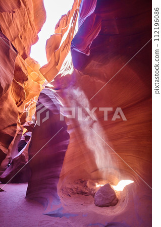 Sunbeam in Antelope Canyon with Red Sandstone Walls Sunbeam in Antelope Canyon with Red Sandstone Walls 112196086