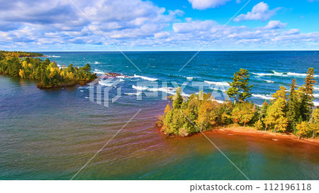 Aerial View of Autumn Forest Coastline on Lake Superior Aerial View of Autumn Forest Coastline on Lake Superior 112196118
