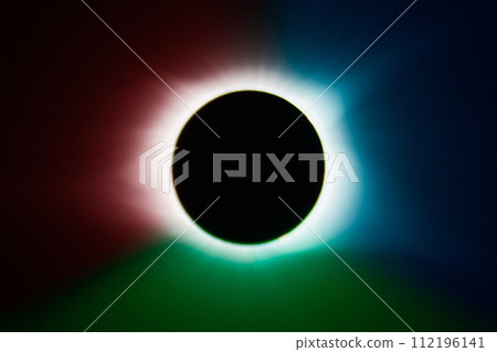 Tri-Color Total Solar Eclipse with Radiant Corona, Celestial Event, Kentucky 112196141