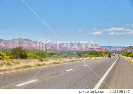 Sedona Red Rock Vistas and Desert Highway Perspective Sedona Red Rock Vistas and Desert Highway Perspective 112196197