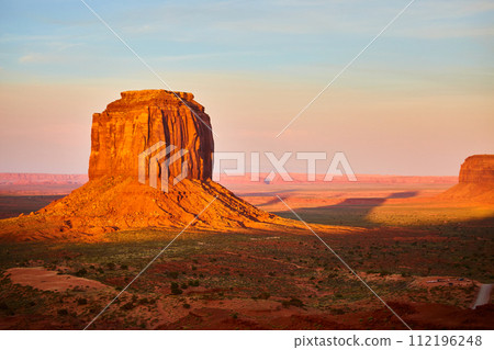 Monument Valley Sunrise, Red Sandstone Buttes, Desert Vista 112196248