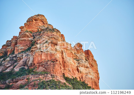 Sedona Red Rock Formation at Golden Hour, Upward View Sedona Red Rock Formation at Golden Hour, Upward View 112196249