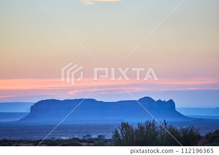 Tranquil Desert Twilight with Mesa Silhouette, Arizona 112196365