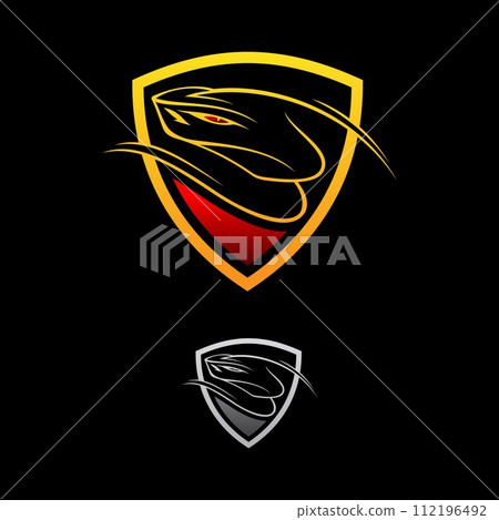 Vector logo design viper shield on the black background Vector logo design viper shield on the black background 112196492