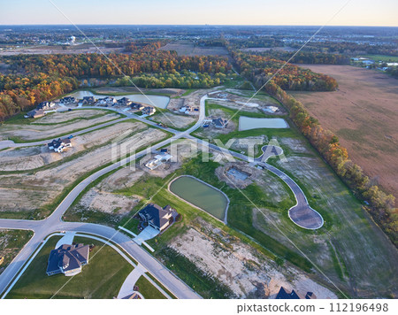 Aerial Golden Hour Suburban Expansion in Indiana Aerial Golden Hour Suburban Expansion in Indiana 112196498