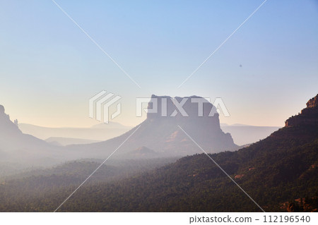 Golden Hour at Cathedral Rock, Sedona - Tranquil Mountain Landscape 112196540