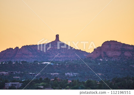 Twilight Serenity in Sedona - Red Rock Spires and Desert Homes 112196551
