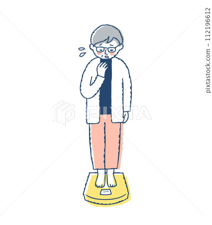 A senior woman who is concerned about her weight 112196612