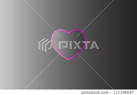Pink heart shape light on dark surface background, button 112196697
