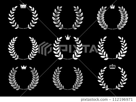 Laurel wreath and crown frame set Laurel wreath and crown frame set 112196971