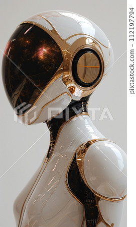 Humanoid robot with DNA modification, future cosmonaut, space discoverer. AI Generative 112197794