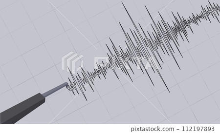 Detailed Graphical Representation of Earthquake Vibrations Captured on a Seismograph against the grid background. Seismograph recording seismic waves. Vector Illustration. 112197893