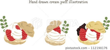Strawberry cream puff set Strawberry cream puff set 112198176