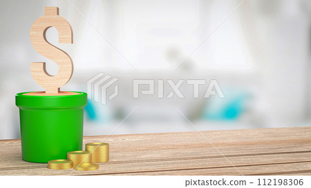 The Dollar icon in plant for Business concept 3d rendering. 112198306