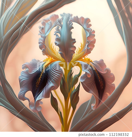 beautiful art pale pink iris flower against soft pale background. Digital artwork. close up. paint style. Ai genarated beautiful art pale pink iris flower against soft pale background. Digital artwork. close up. paint style. Ai genarated 112198332