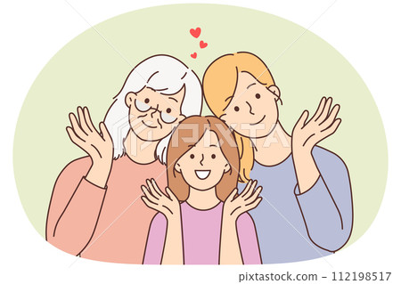 Smiling three generations of women posing together 112198517