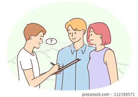 Man ask questions make poll outside 112198571