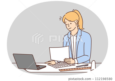Female architect work on computer in office Female architect work on computer in office 112198580