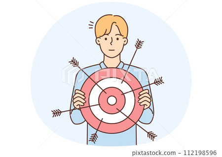 Businessman with target in hands Businessman with target in hands 112198596