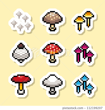 9 types of mushroom pixel art labels 9 types of mushroom pixel art labels 112199207