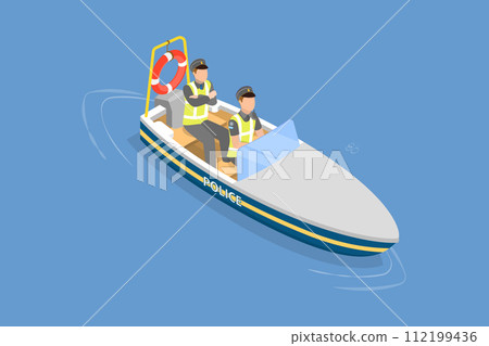 3D Isometric Flat Vector Illustration of Water Police 112199436