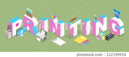 3D Isometric Flat Vector Illustration of Printing 3D Isometric Flat Vector Illustration of Printing 112199438