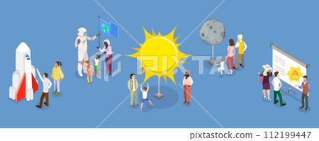 3D Isometric Flat Vector Set of Planetarium Excursion 112199447