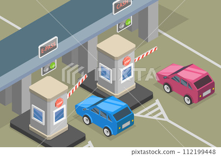 3D Isometric Flat Vector Illustration of Checkpoint With Barriers 3D Isometric Flat Vector Illustration of Checkpoint With Barriers 112199448
