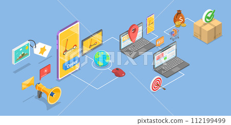 3D Isometric Flat Vector Illustration of Remarketing 112199499