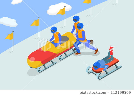 3D Isometric Flat Vector Illustration of Bobsleigh Outdoors Activities 3D Isometric Flat Vector Illustration of Bobsleigh Outdoors Activities 112199509