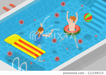 3D Isometric Flat Vector Illustration of Pool Infected With Bacteria 112199514