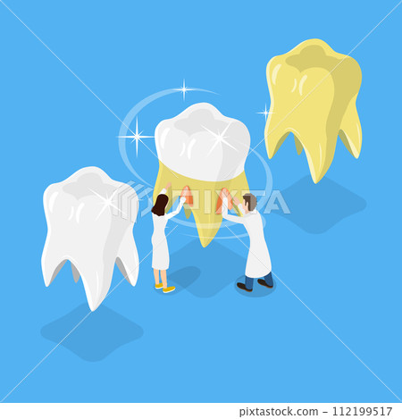3D Isometric Flat Vector Illustration of Teeth Whitening 112199517