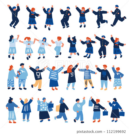 學生和穿制服的人的平面和簡單插圖 學生和穿制服的人的平面和簡單插圖 112199692