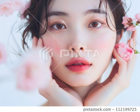 花之美：被花瓣包圍的日本女性的自然美 112199725